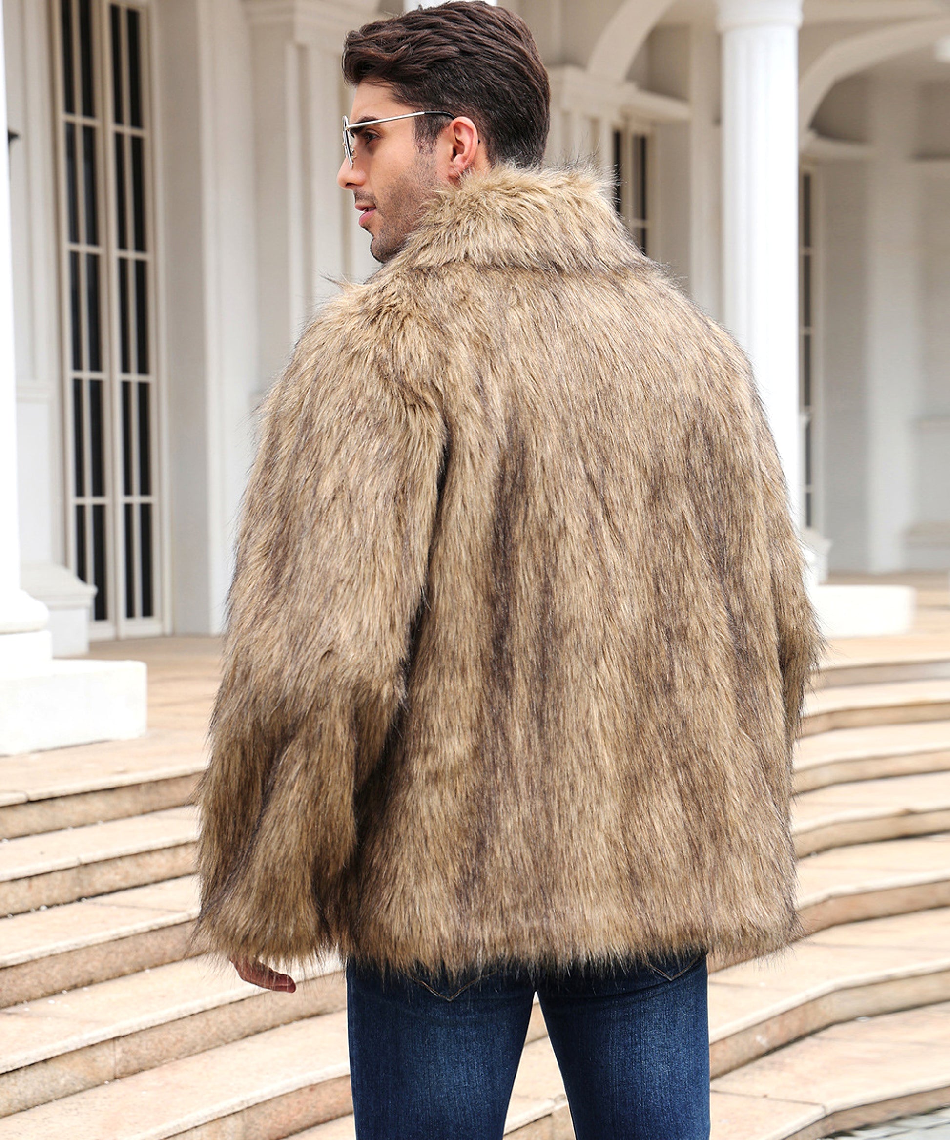 Men's Lapel Short Faux Fur Jacket – Luxurious Warmth & Style - enhanced image 4