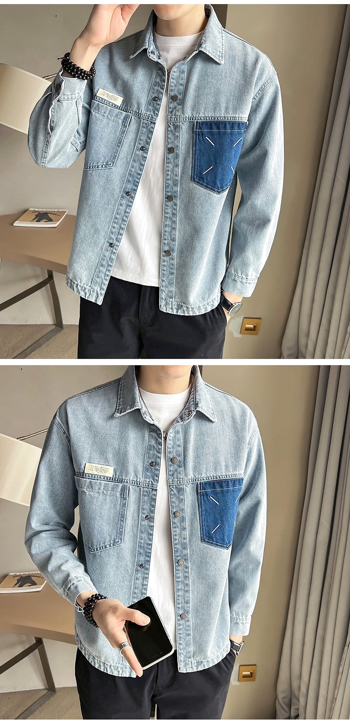 Fashion Brand Denim DressShirt - enhanced image 4