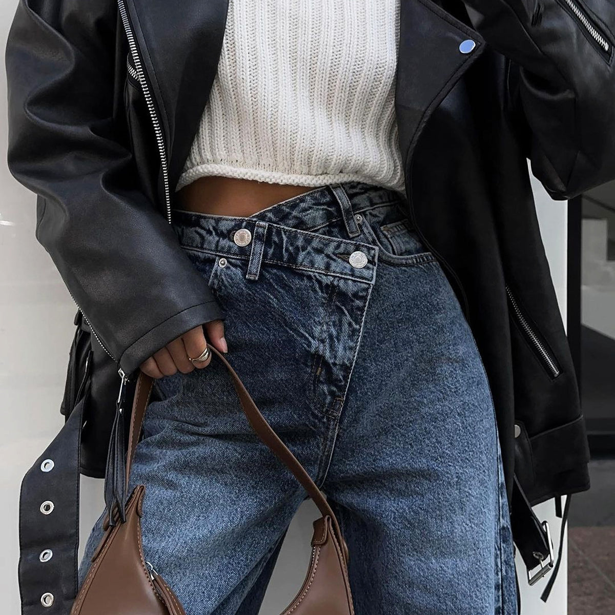 Fashion Personality Dislocation Jeans For Women - enhanced image 4