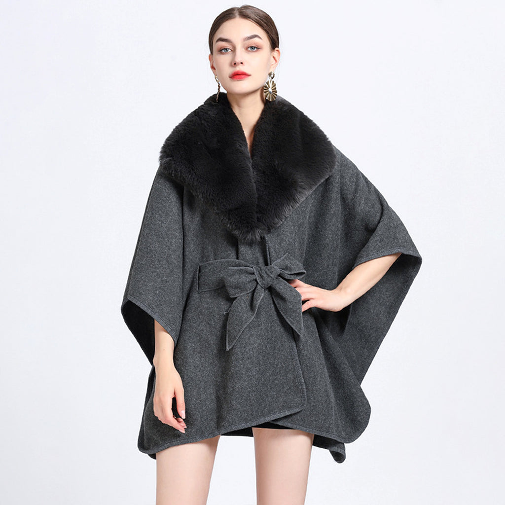 Collar Knit Shawl Cape Women Jacket - enhanced image 4