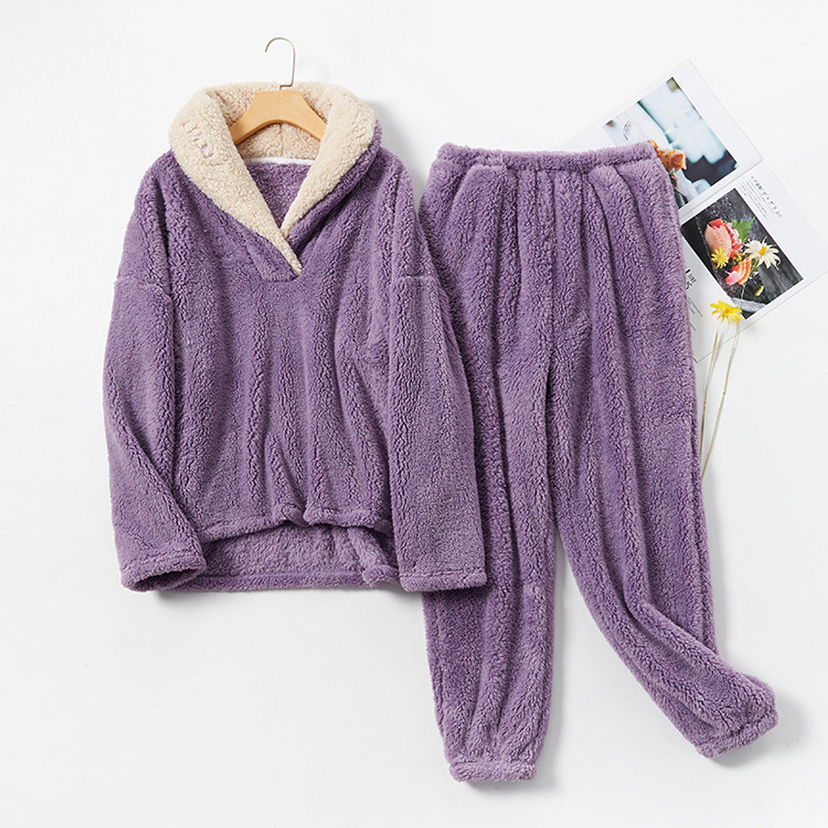 Flannel Pajamas Pajamas Set Thickening Couples Home Service - enhanced image 4