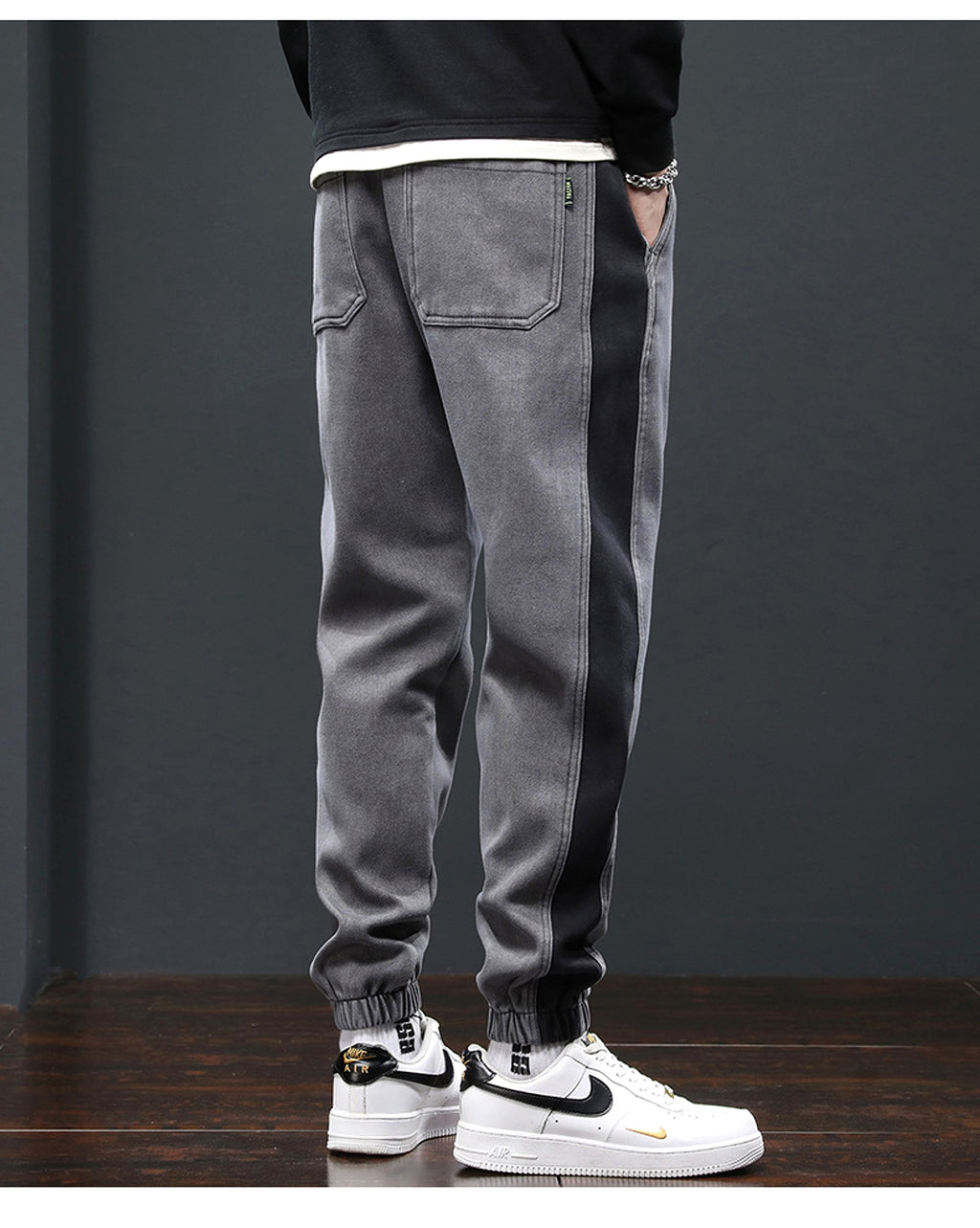 Fleece Lined Padded Warm Keeping Track  Loose Casual (Jeans & Pants) - enhanced image 4