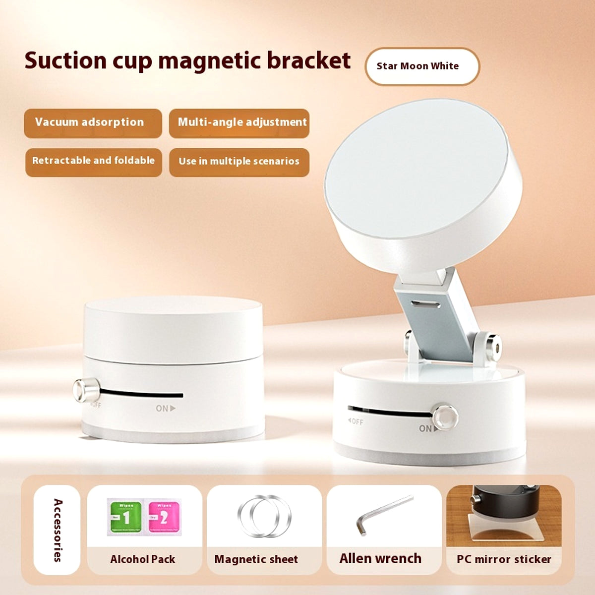 Foldable Magnetic Vacuum Car Phone Holder Foldable Suction Cup With Suction Cup Hands-Free Navigation For Smart Phone - enhanced image 4
