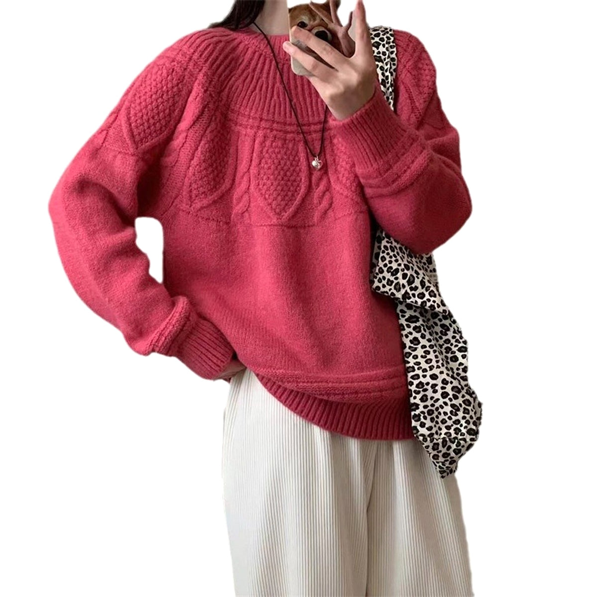 French Retro Soft Glutinous Twisted Sweater For Women - enhanced image 4