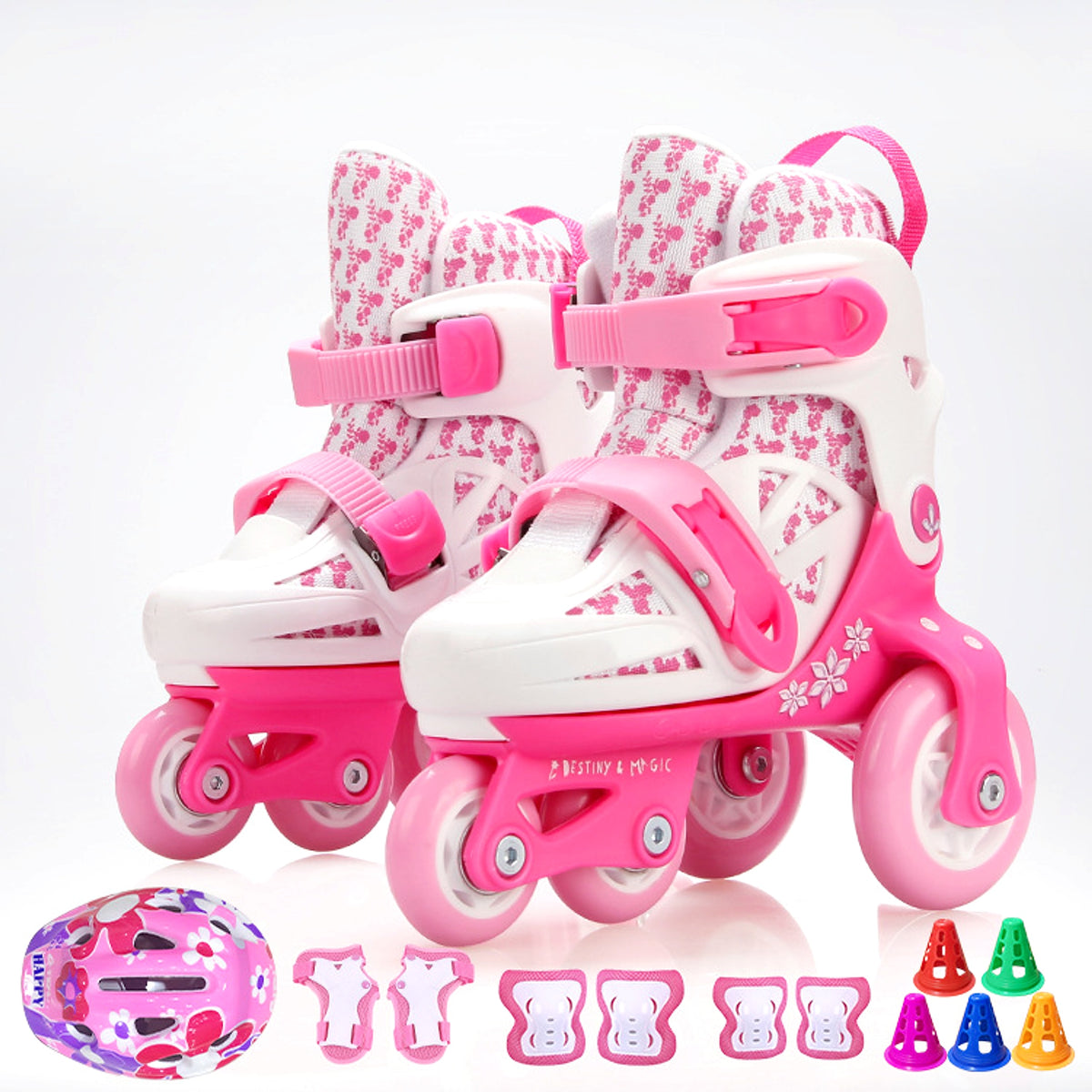 Full Set Of Adjustable Double Row Kids Roller Skates - enhanced image 4