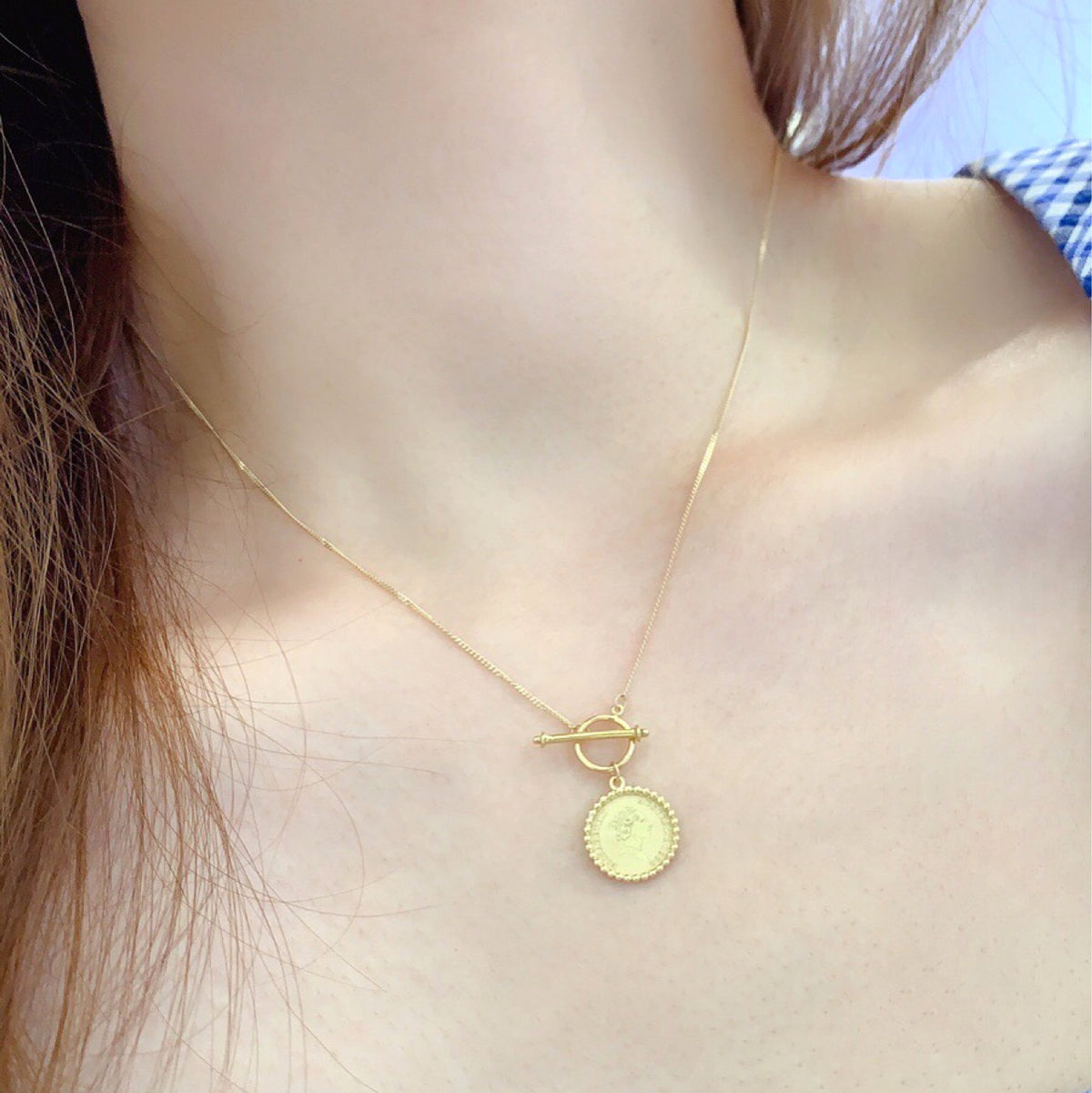 Gold Retro Round Brand Pure Jewelry Necklace - enhanced image 4