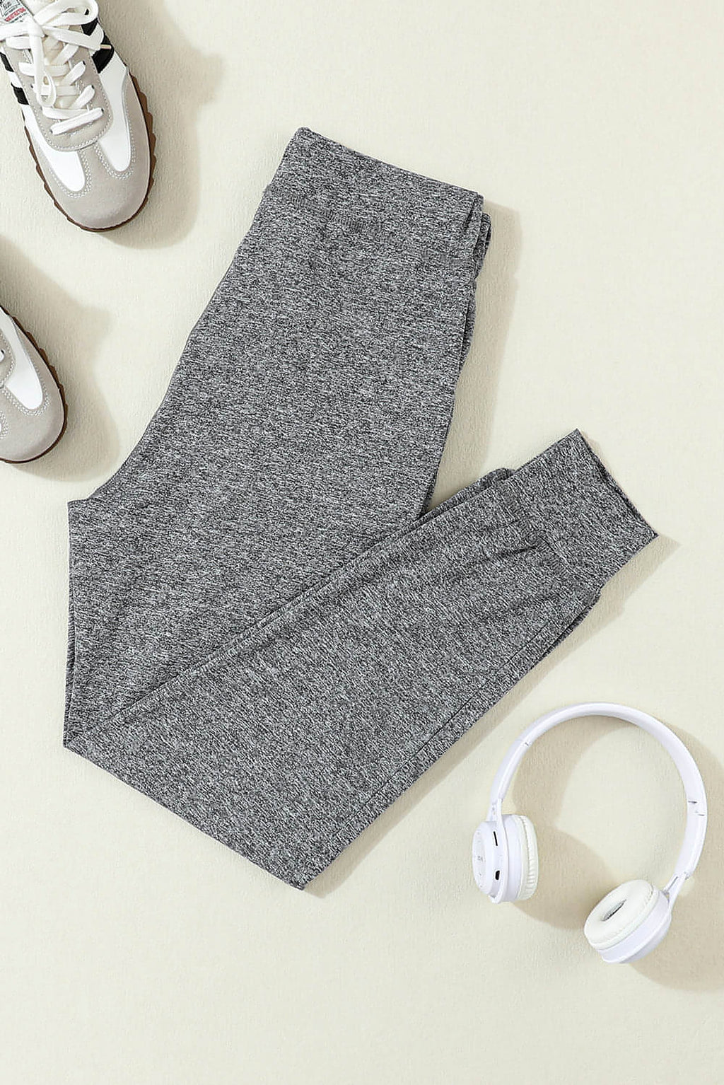 Gray Drawstring Waist Pocketed Joggers - enhanced image 4
