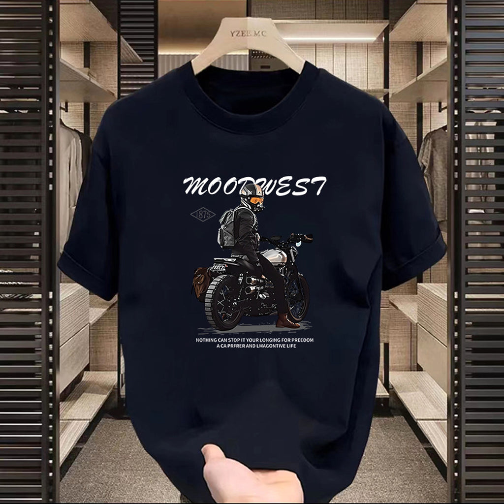 High Street Motorcycle Printed Short-sleeved T-shirt Men - enhanced image 4