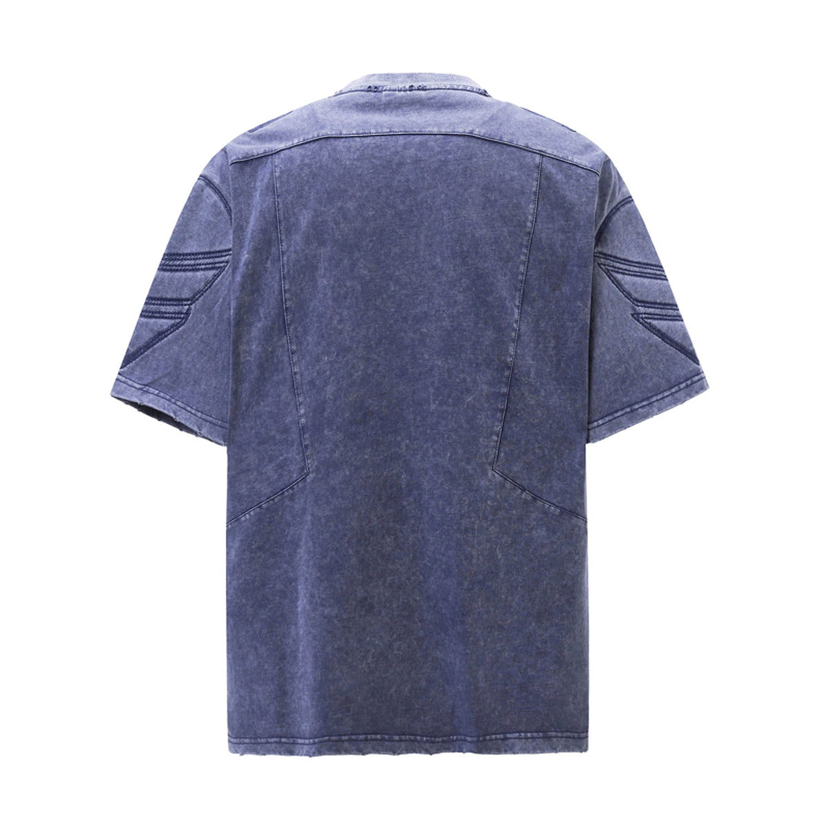 High Street Retro Washed Distressed Deconstruction Stitching Short Sleeve - enhanced image 4