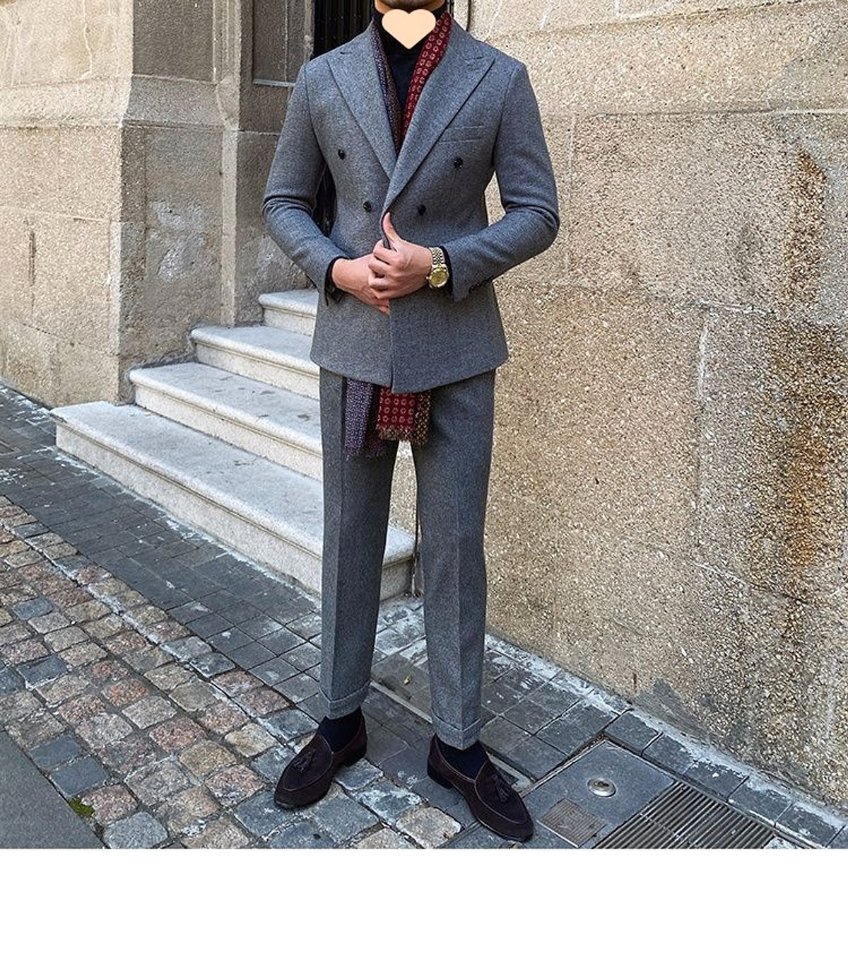 Houndstooth Double Breasted Slim Fit Suit Men's Suit - enhanced image 4