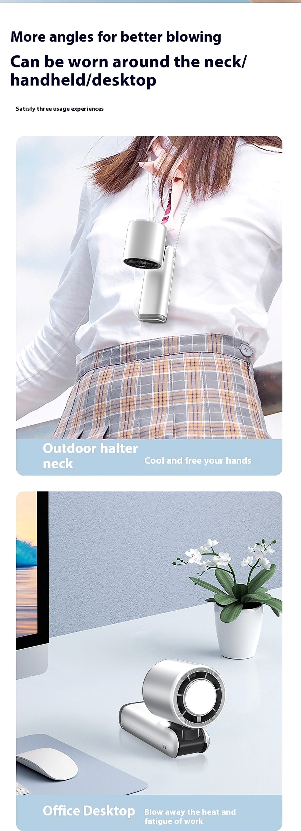 Ice Cool Turbo Mini Fan with Digital Display – USB Rechargeable & Foldable - enhanced image 4