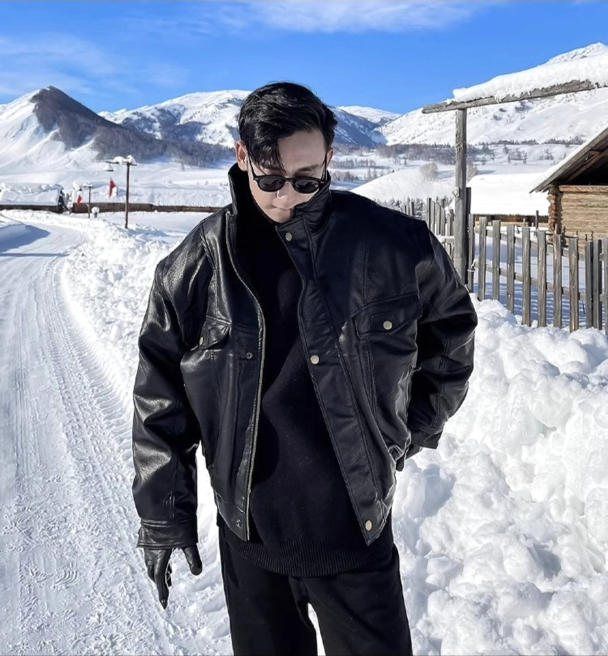 Jacket Leather Coat Autumn And Winter Men's Coat Trendy Handsome Fleece Thickened Pilot Motorcycle Plus Size - enhanced image 4