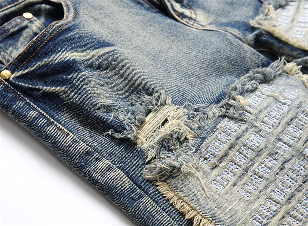 RawEdge™ – Distressed Patchwork Slim Jeans - enhanced image 4
