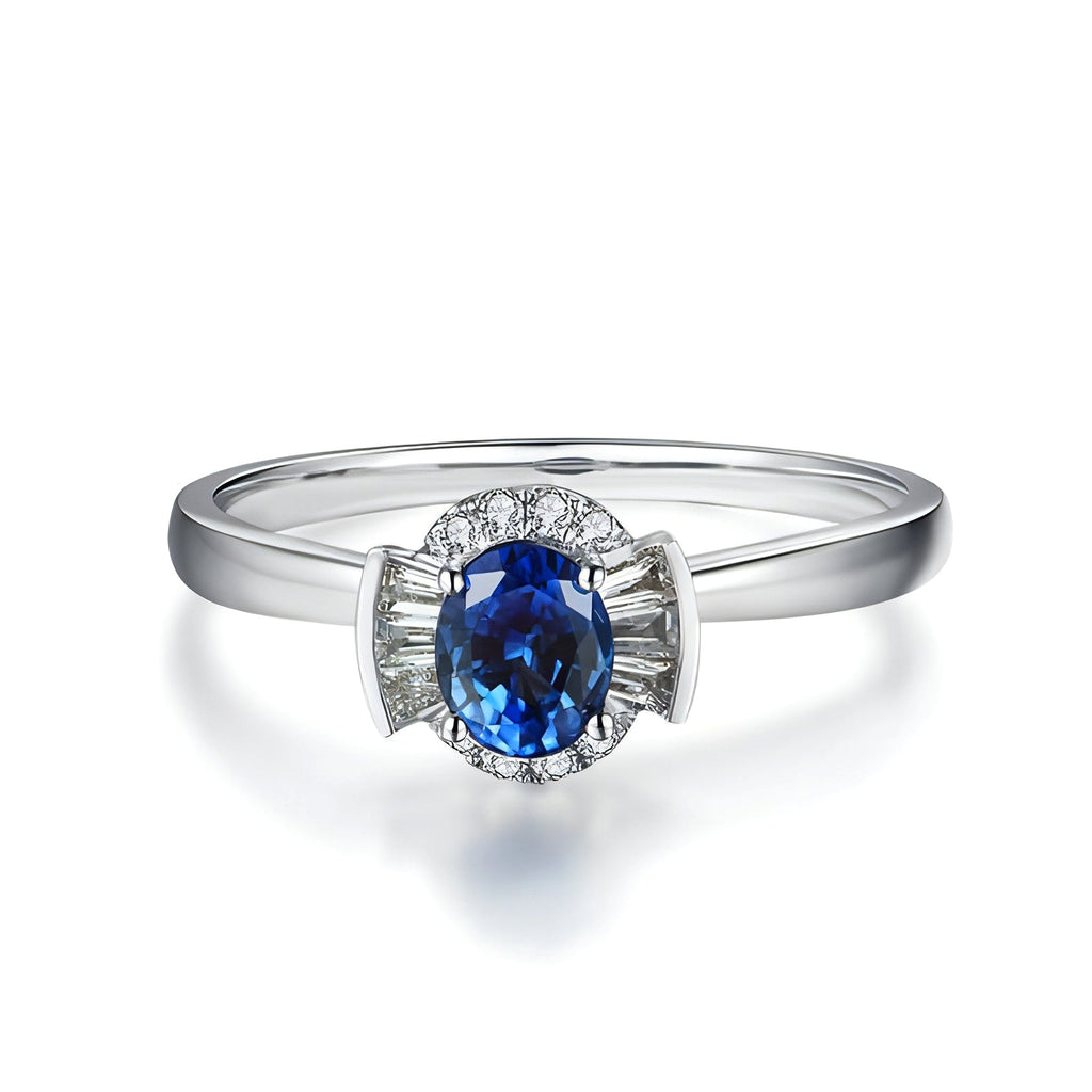 Sapphire & Diamond Inlaid 18K Gold Women's Ring - enhanced image 4