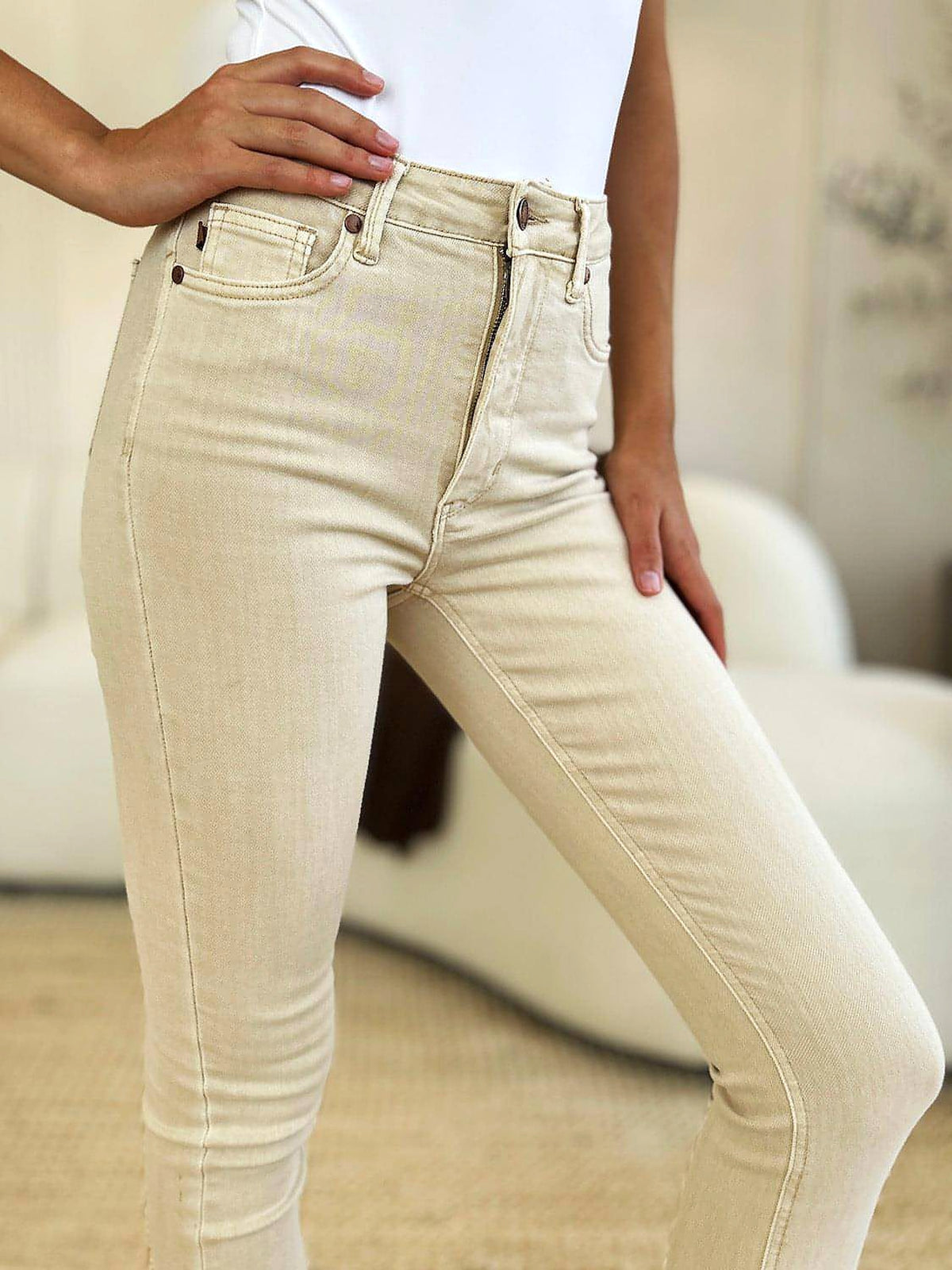 Judy Blue Full Size Garment Dyed Tummy Control Skinny Jeans - enhanced image 4
