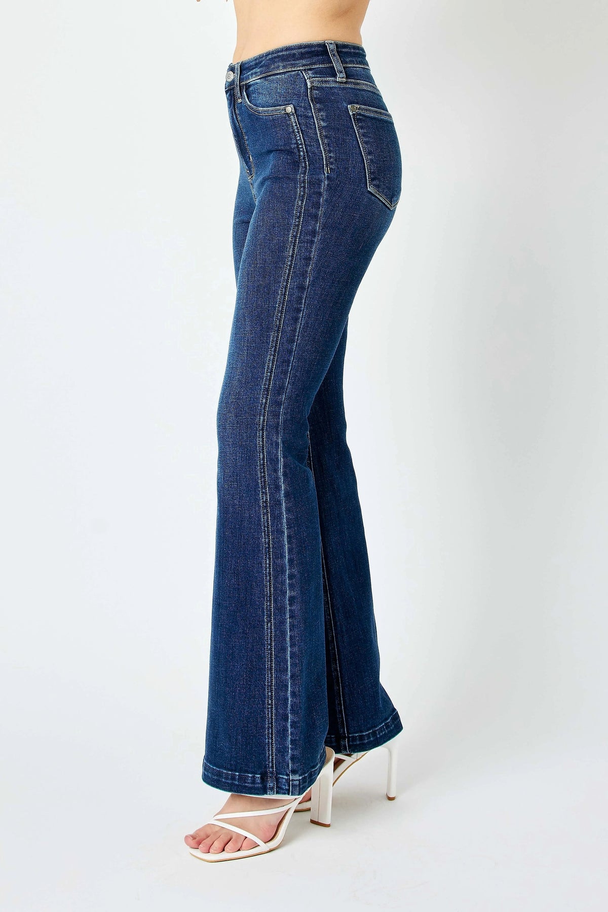 Judy Blue Full Size Hw Angled Side Seam Detail Flare Jeans Plus Size - enhanced image 4