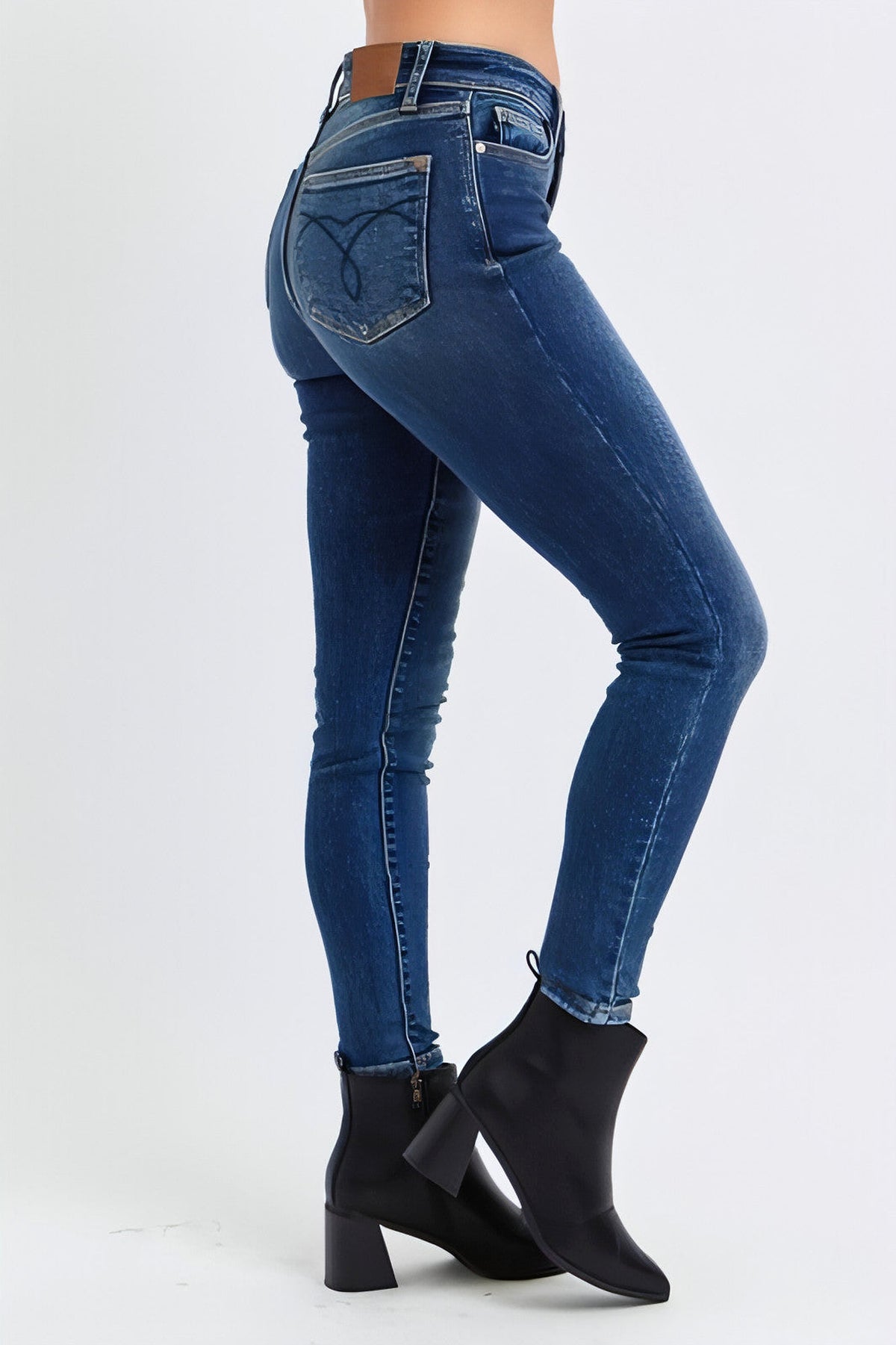 Judy Blue Full Size Run Mid-Rise Waist Skinny Jeans with Thermal Lining - enhanced image 4