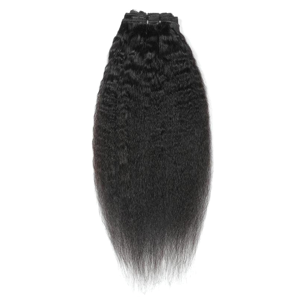 Kinky Straight ClipIn Human Hair Extensions Natural - enhanced image 4