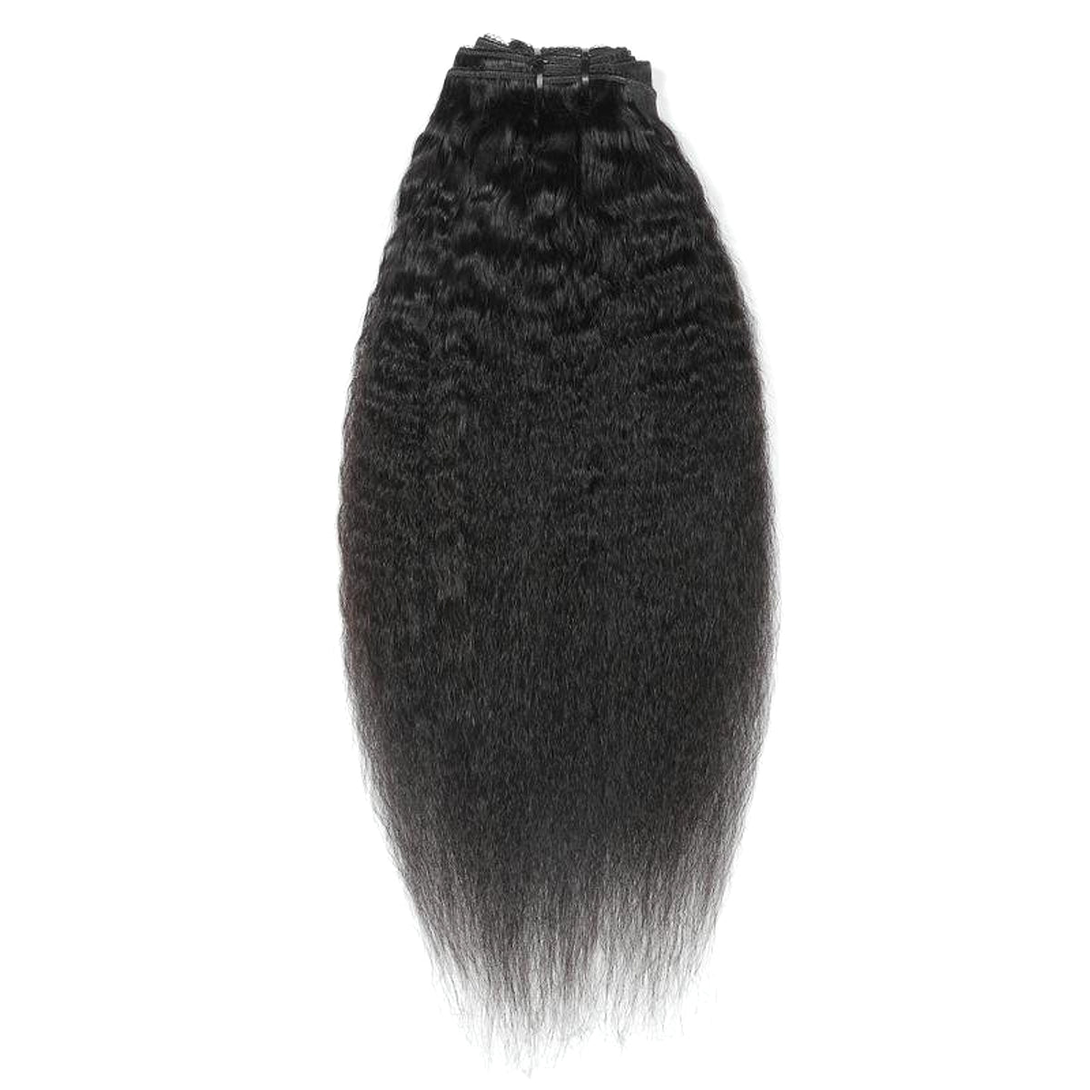 Kinky Straight ClipIn Human Hair Extensions Natural - enhanced image 4