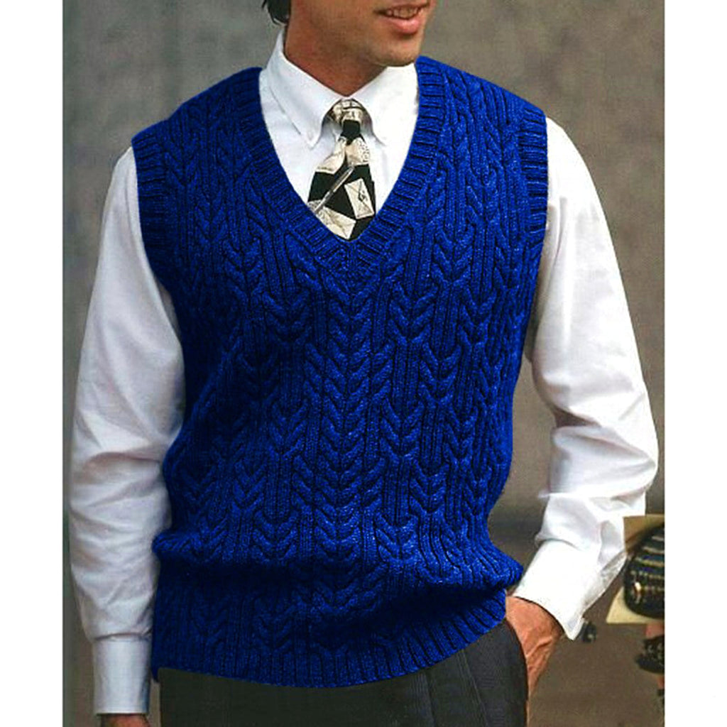Knitted Vest V-neck Sweater Solid Color Casual - enhanced image 4