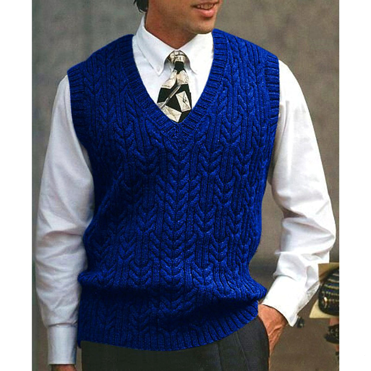 Knitted Vest V-neck Sweater Solid Color Casual - enhanced image 4
