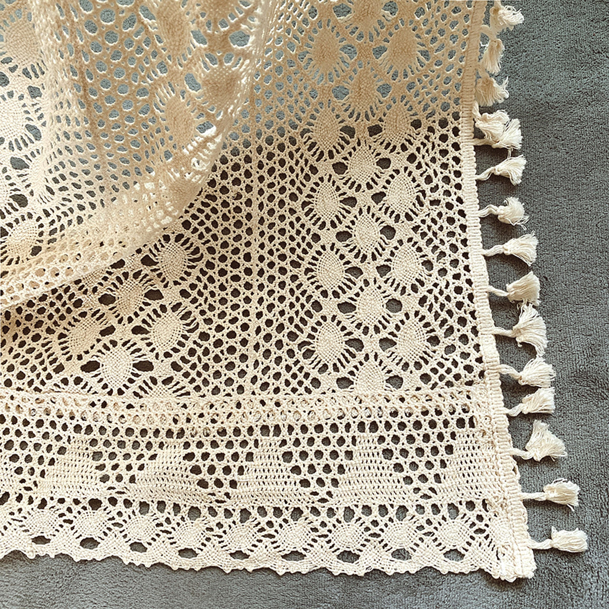 LaceHarvest™ – Cotton Hemp Crochet Curtain in Rustic Farmhouse Style - enhanced image 4