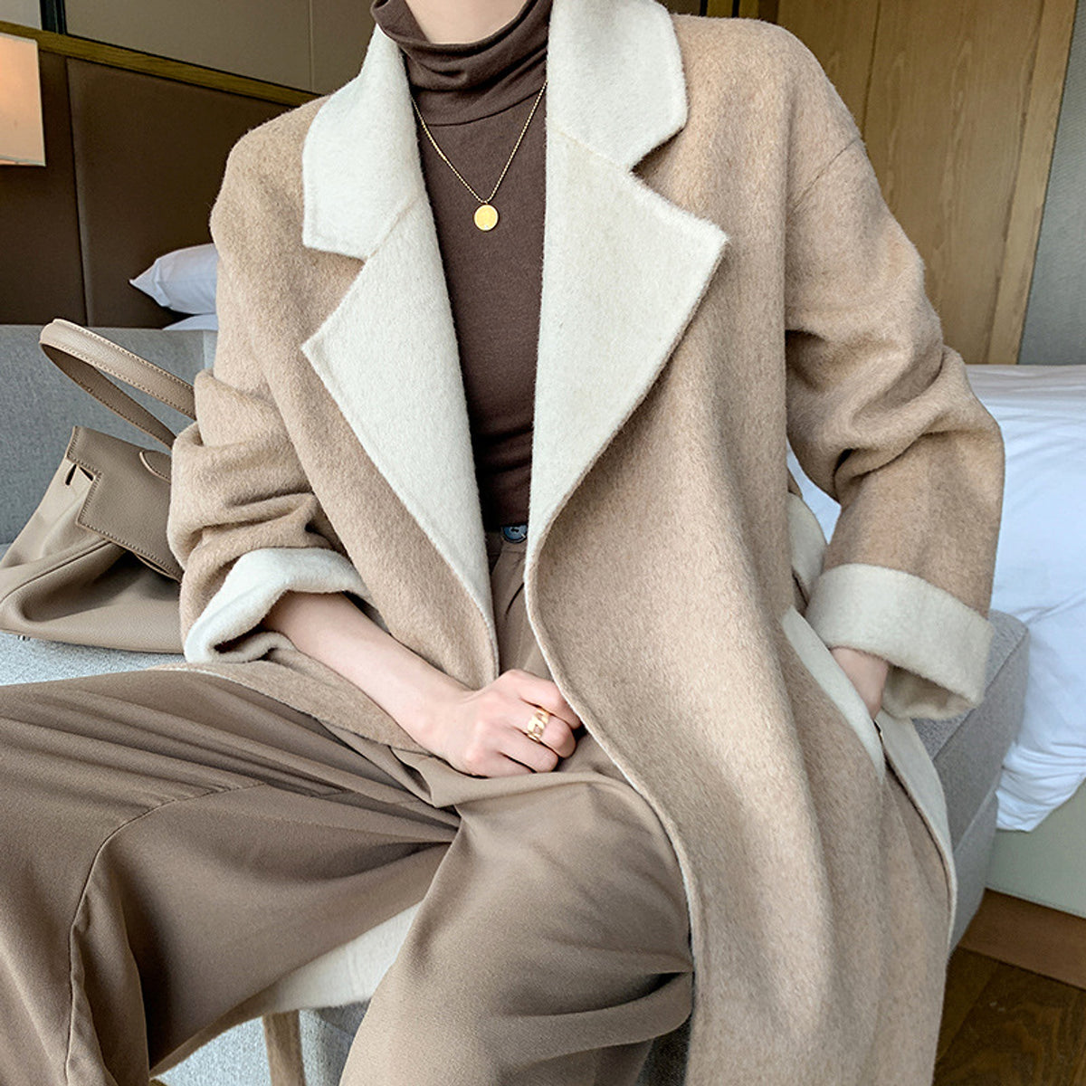 Ladies Wool Double-Faced Coat – Classic Elegance & Cozy Warmth - enhanced image 4