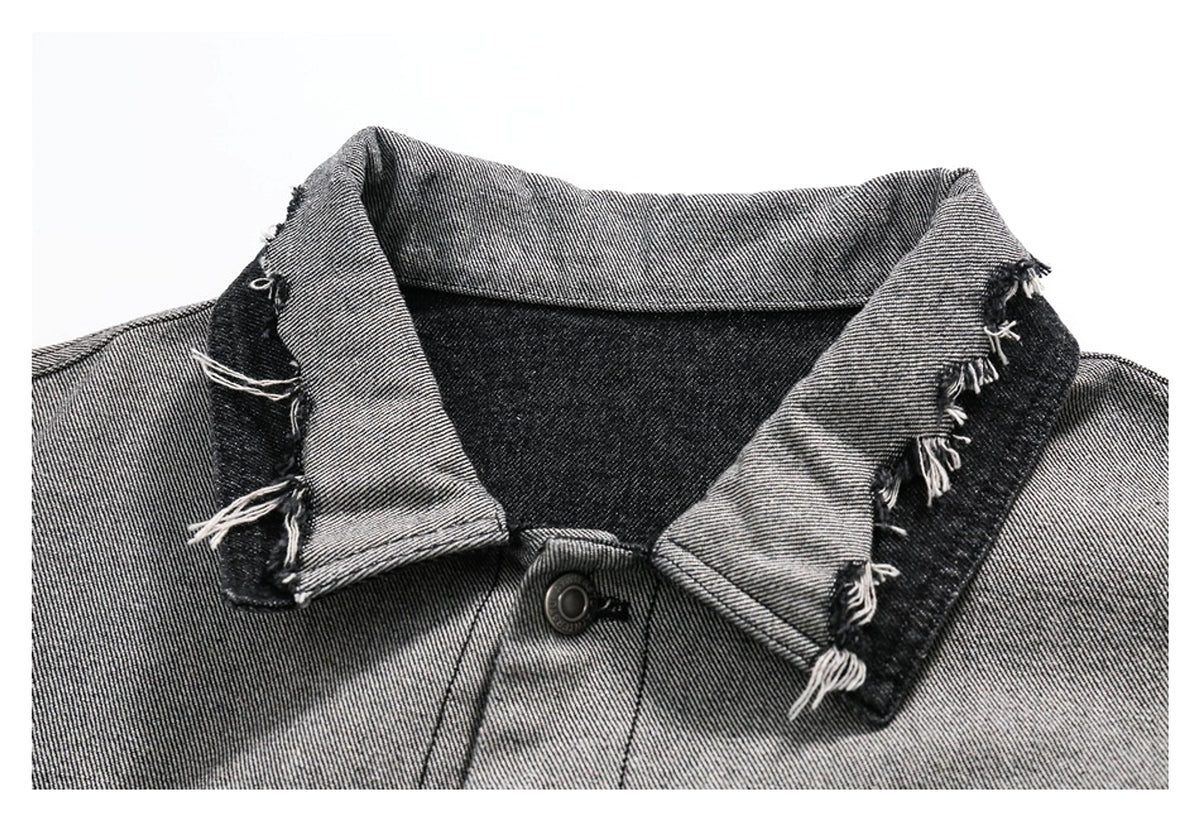 Lapel Denim Jacket For Men And Women - enhanced image 4