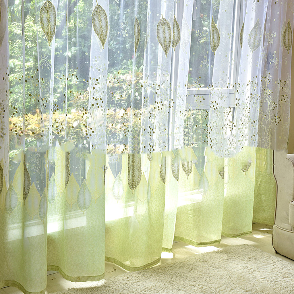 LeafLoom™ – Semi-Blackout Green Leaf Print Curtain - enhanced image 4