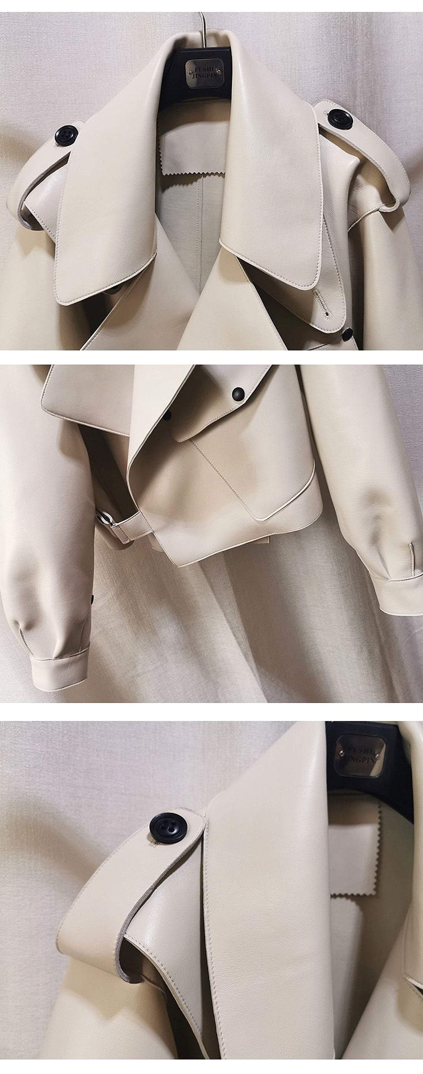 Leather Jacket Women New Outerwear Large Retro - enhanced image 4