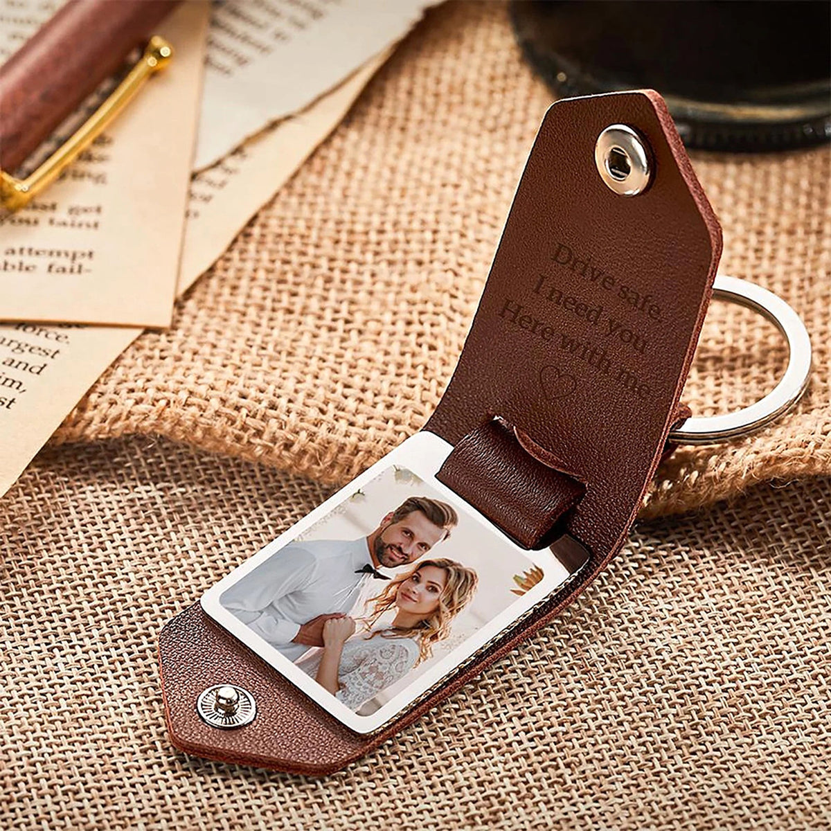 Personalized Leather Photo Keychain – Custom UV Color Printed Keyring - enhanced image 4