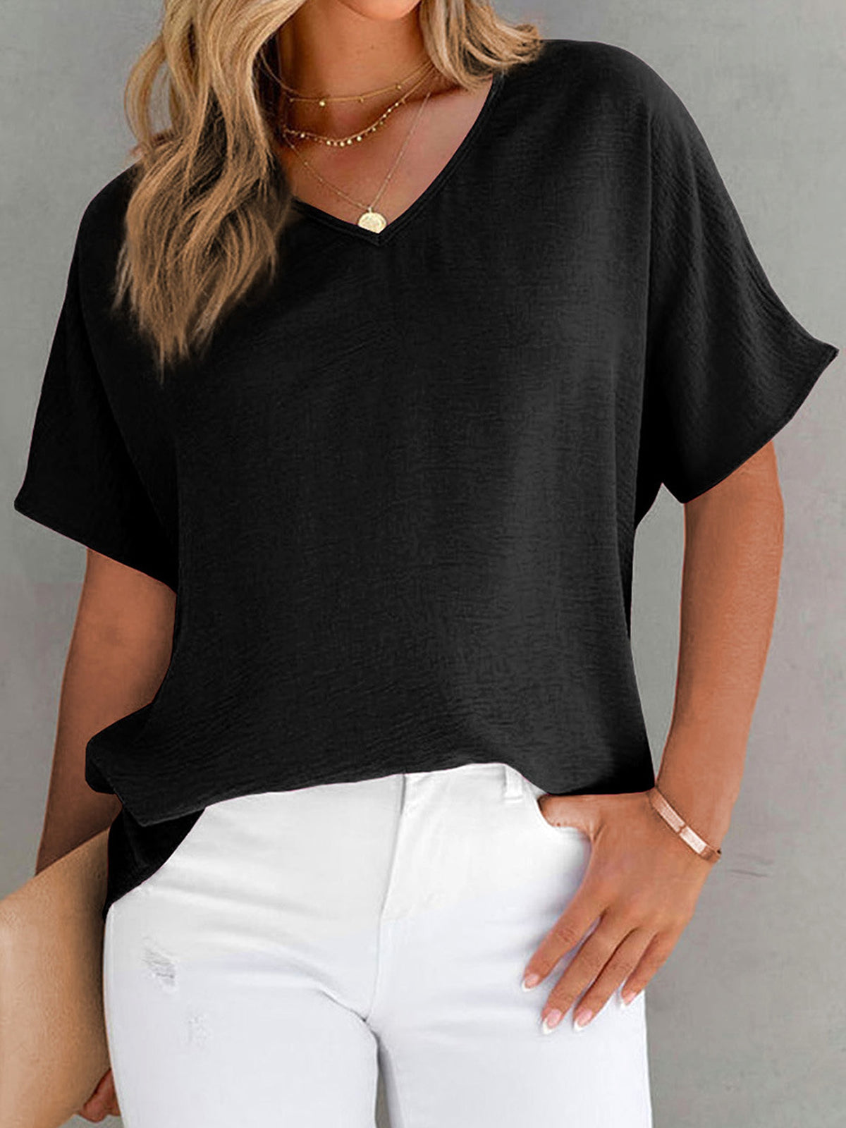 Leisure Solid Color T-shirt Women - enhanced image 4