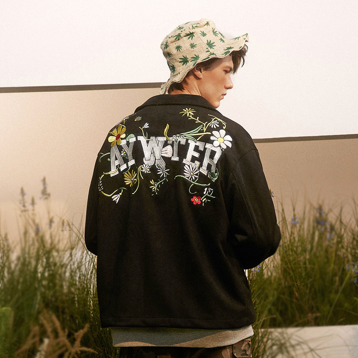 Letter Floral Embroidered Jacket For Men - enhanced image 4