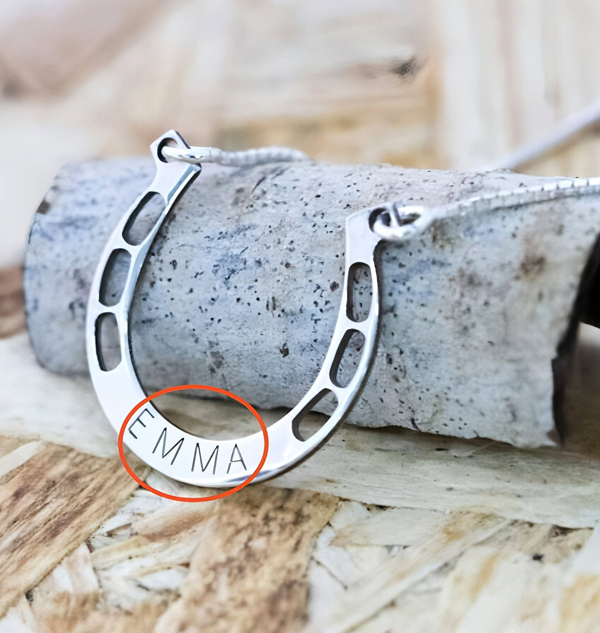 Custom Engraved Sterling Silver Horseshoe Letter Necklace – A Symbol of Luck & Love! - enhanced image 4