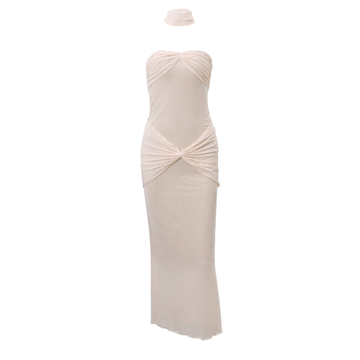 Lightly Chest-wrapped Sequins Slightly Transparent Fishtail Gown Dress - enhanced image 4