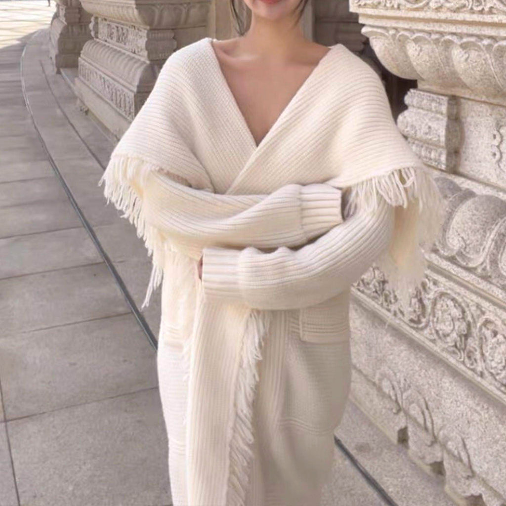 Long Alpaca Wool Sweater Coat Handmade Womens Clothing - enhanced image 4