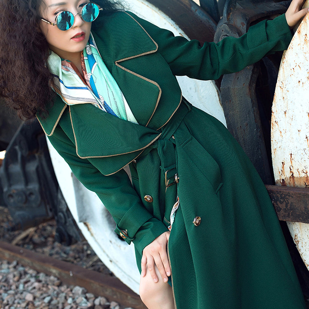Long Coat Temperament British Style Double Breasted - enhanced image 4