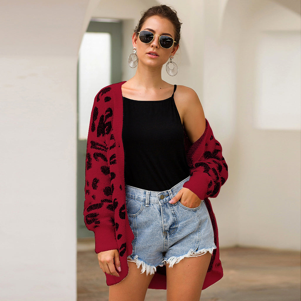 UrbanFur™ – Long Sleeve Leopard Knit Cardigan - enhanced image 4