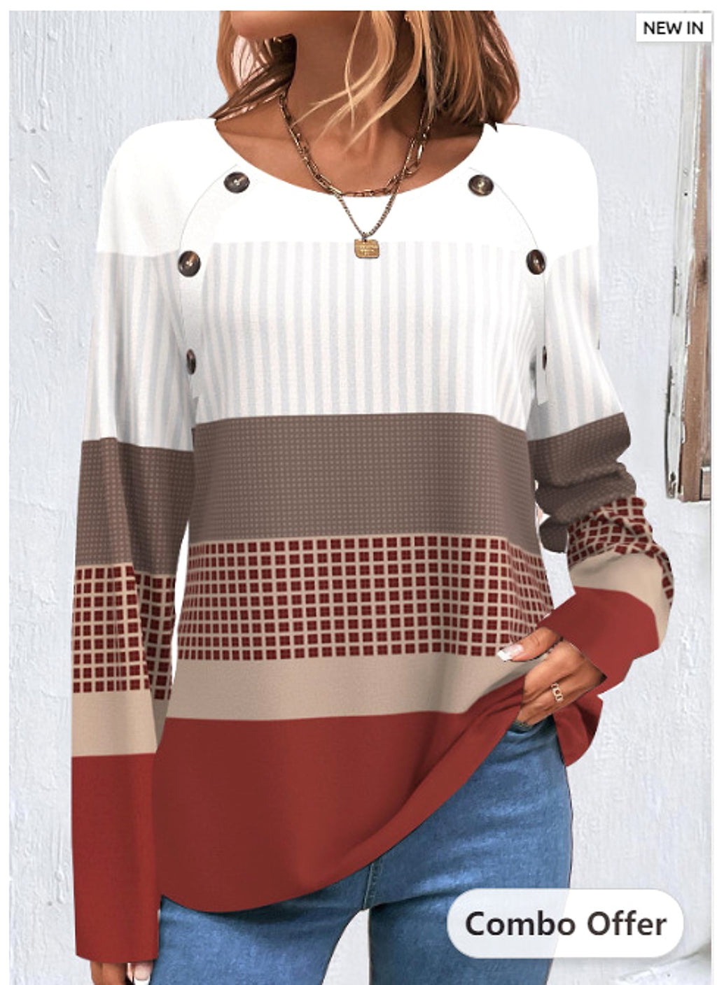 Long Sleeve T-shirt Women Button - enhanced image 4