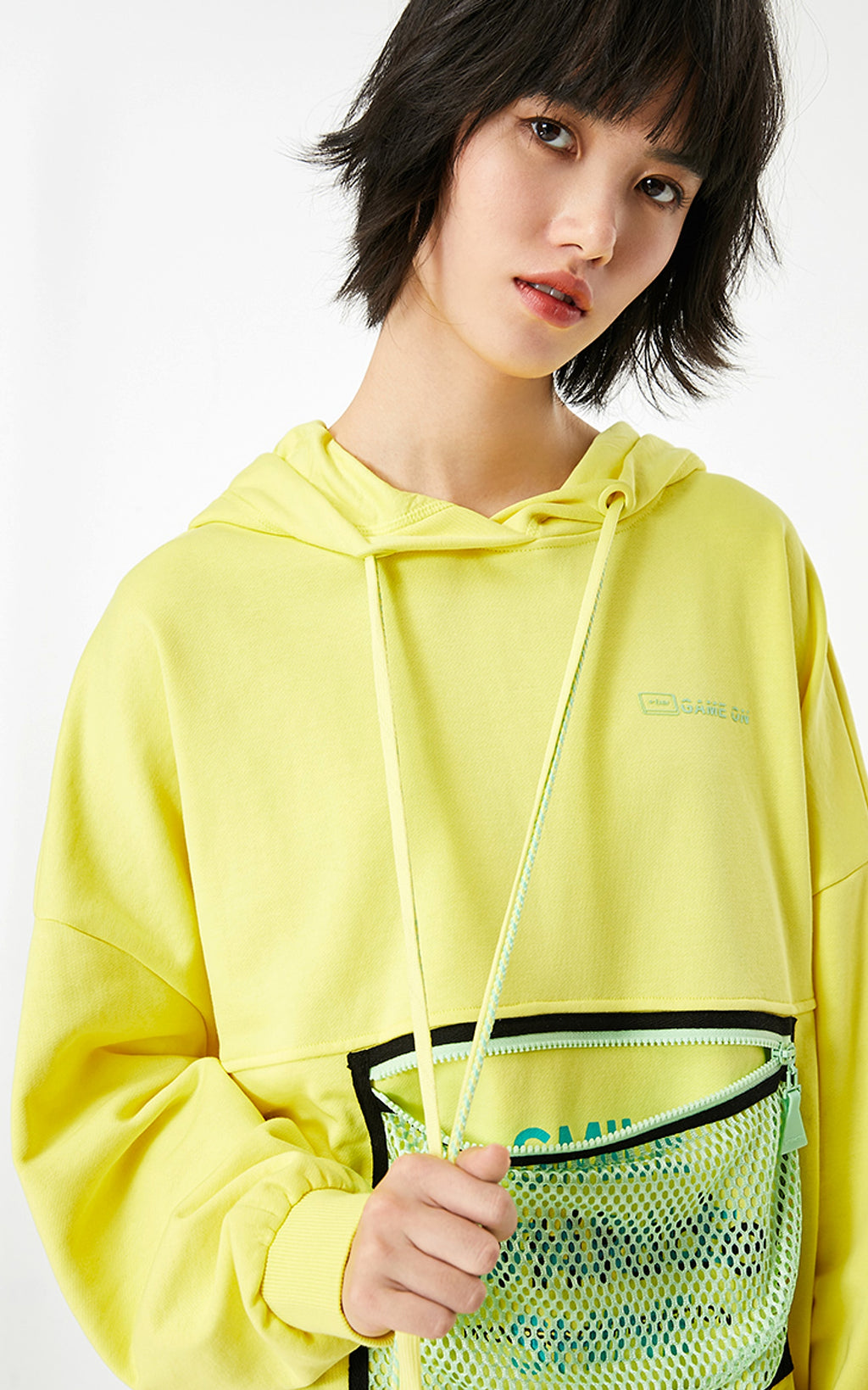 Loose Hooded Mesh Bag Design Letter Sweater Women - enhanced image 4