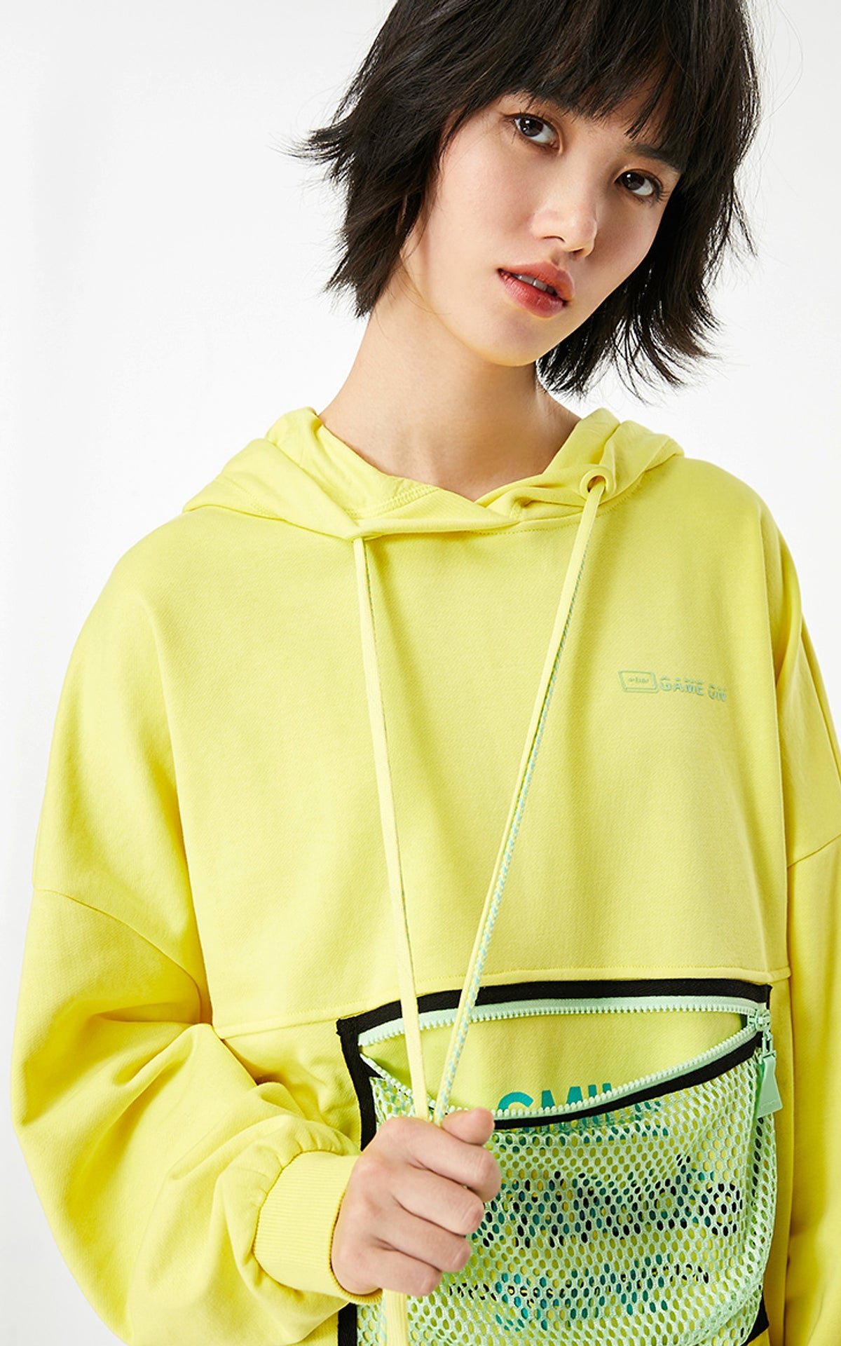 Loose Hooded Mesh Bag Design Letter Sweater Women - enhanced image 4