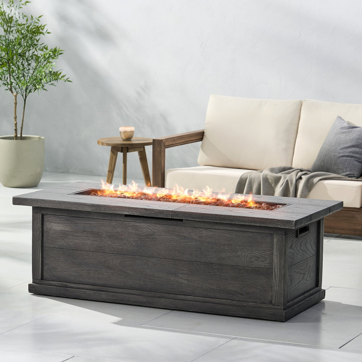 LuneluX_Home – Outdoor LuxeFire Table (Grey Finish, 50K Flame) - enhanced image 4
