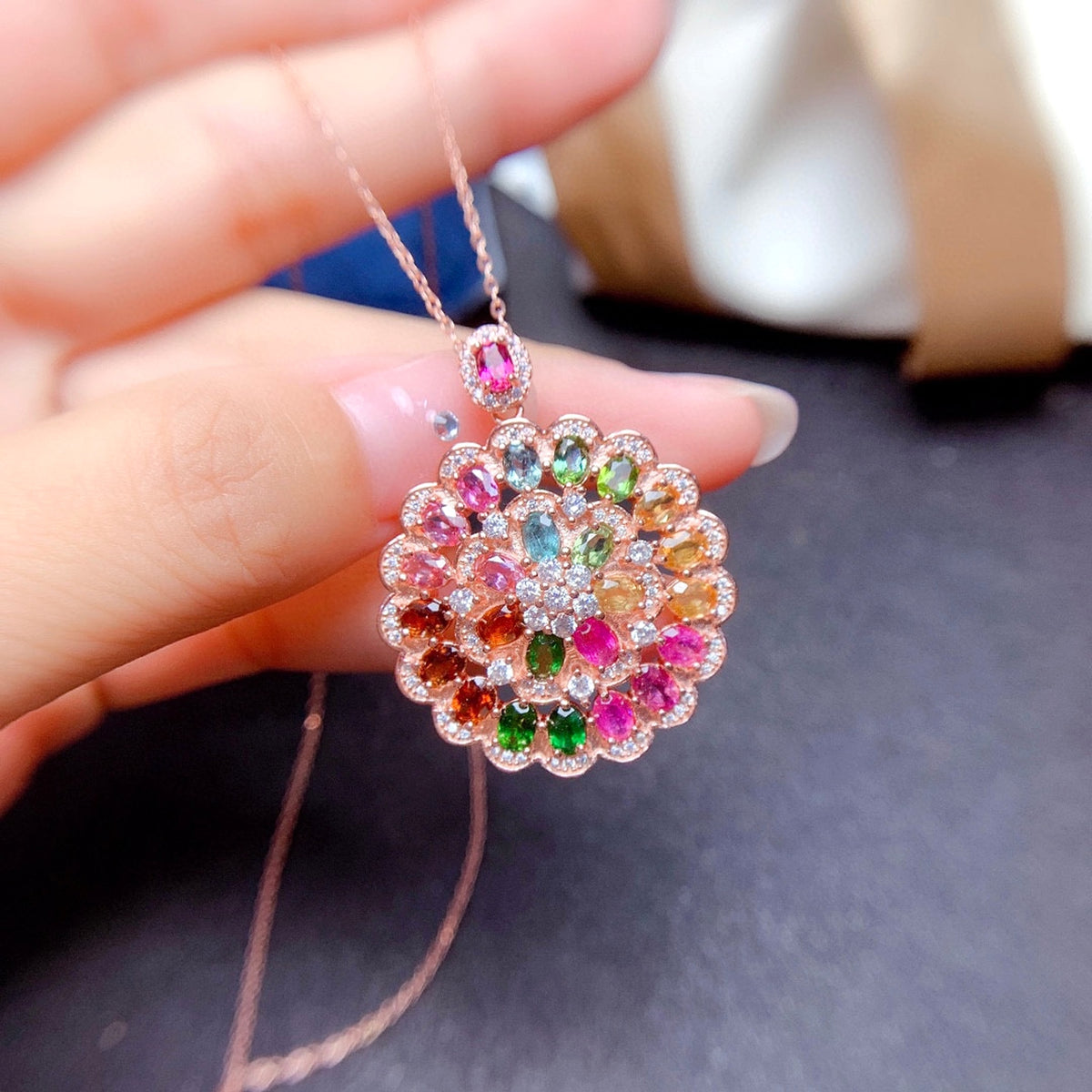 LuxeJewels™ – CandyBloom Tourmaline Pendant Necklace - enhanced image 4