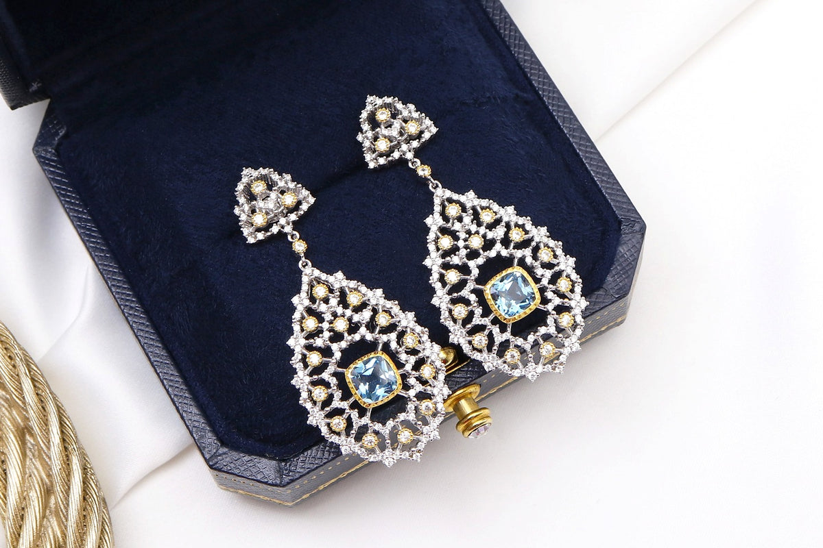 Luxury Custom 925 Silver Blue Luxury Earrings - enhanced image 4
