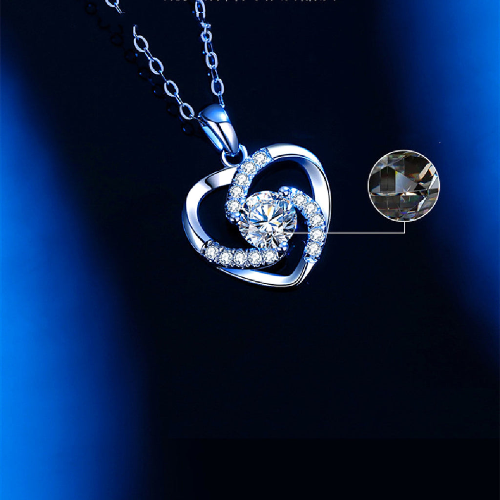 LuxeHeart™ – 18K Moissanite Platinum Heart Necklace - enhanced image 4
