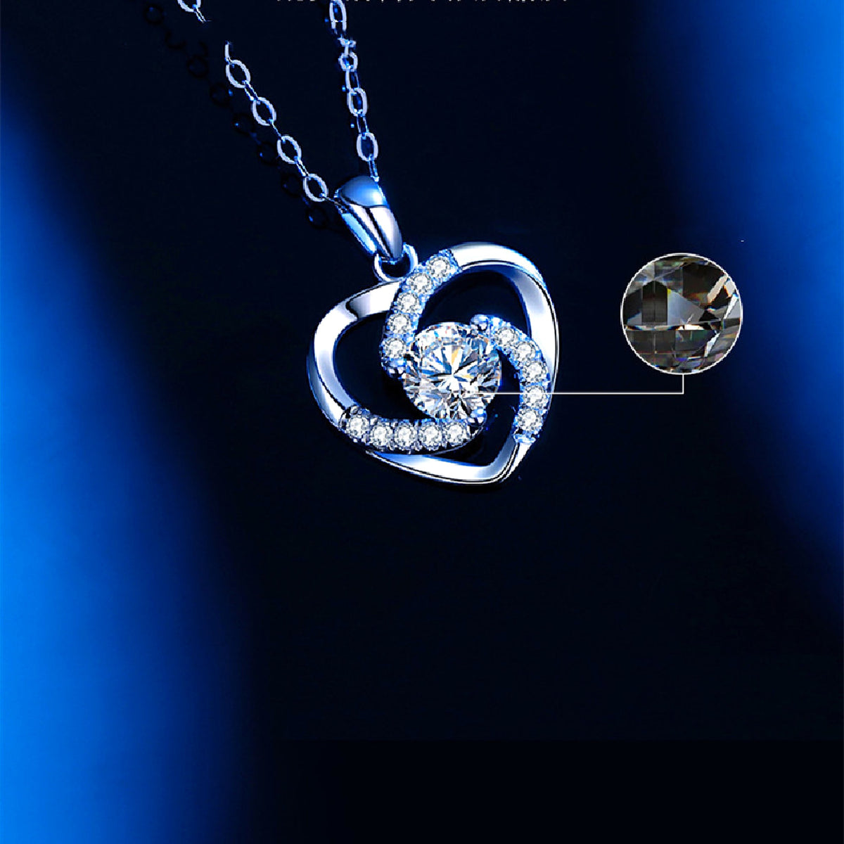 LuxeHeart™ – 18K Moissanite Platinum Heart Necklace - enhanced image 4