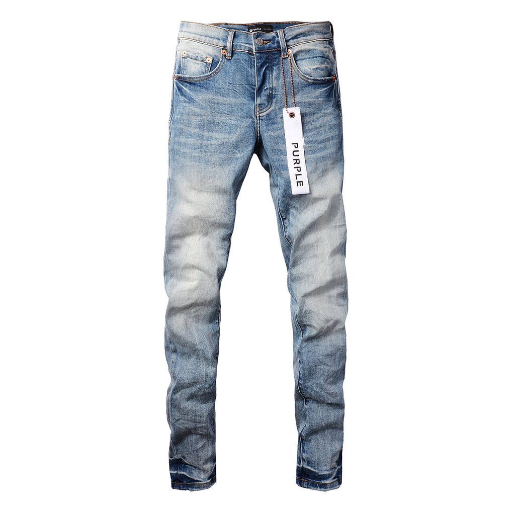 Men’s High-Street Blue Patch Jeans – Urban Style with a Vintage Twist - enhanced image 4