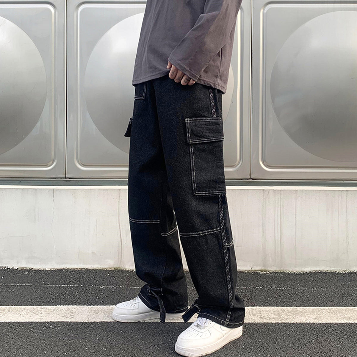Men Wide Leg Jeans Hip Hop Casual - enhanced image 4