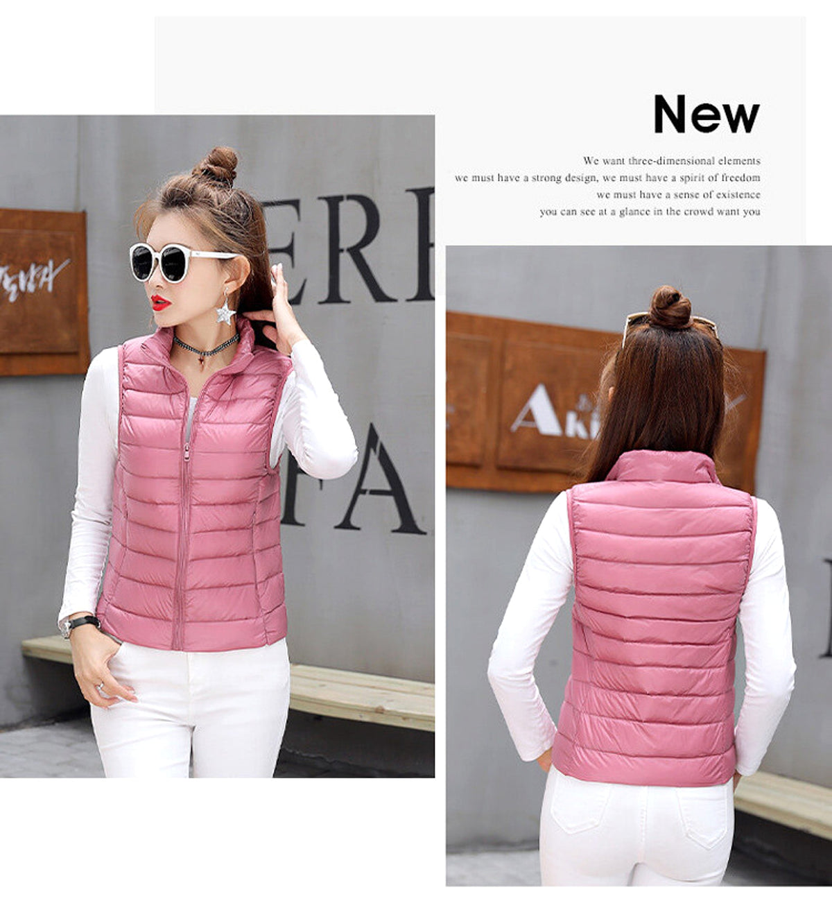 Men's And Women's Vest Coat Short Light Vest Stand Collar Top - enhanced image 4