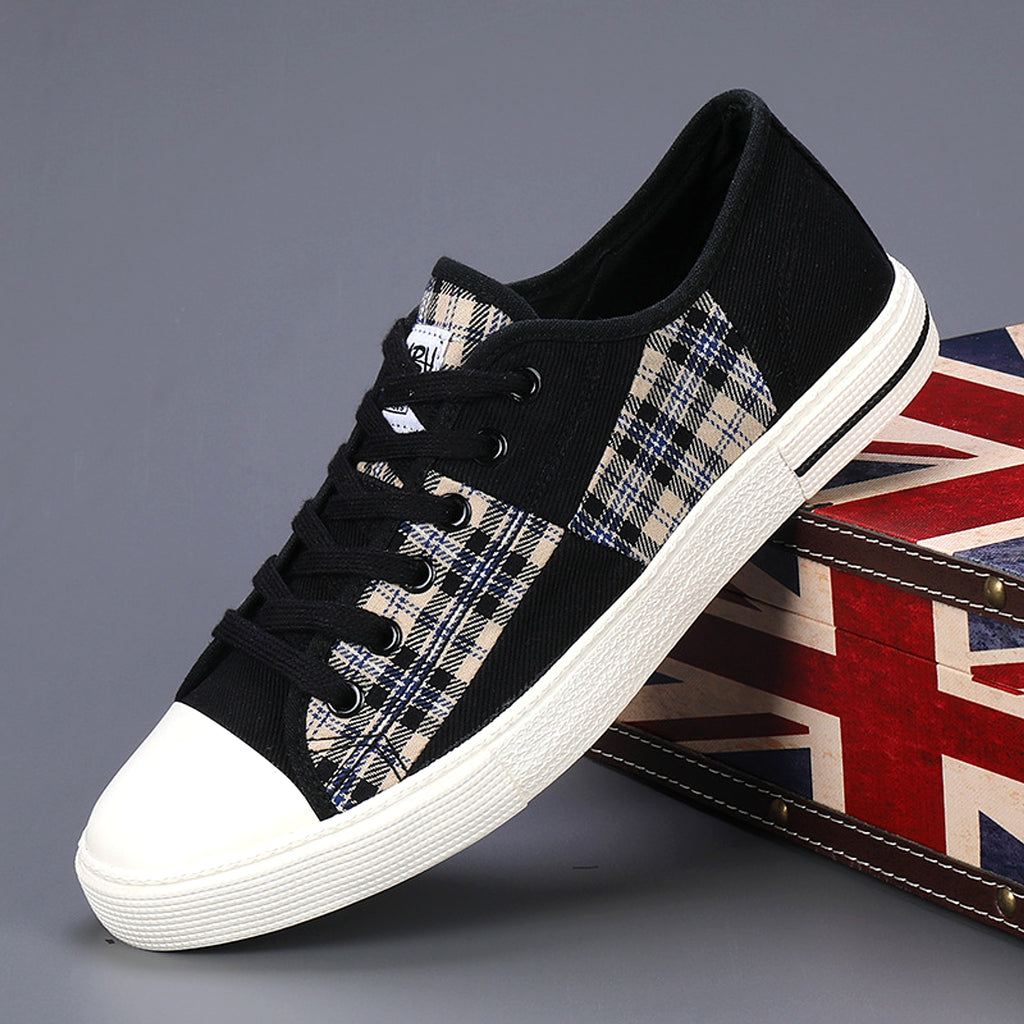 Men's Canvas Lightweight Height Increasing Stitching Casual Low Top Sneakers Shoes - enhanced image 4